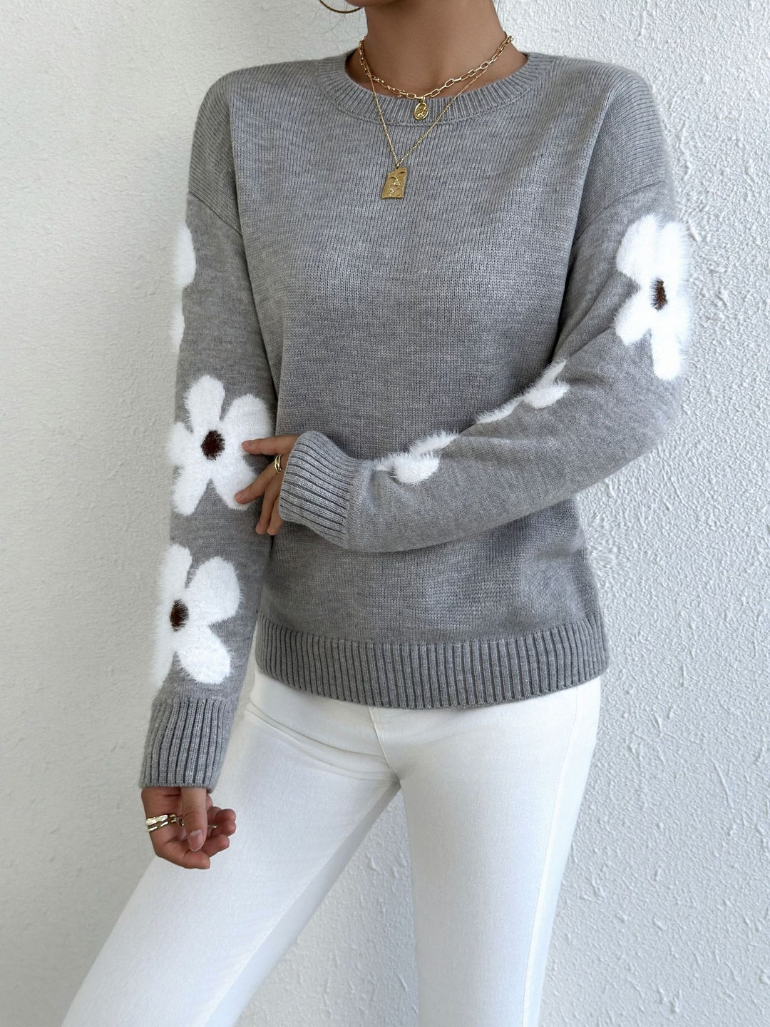 The Floral Round Neck Sweater