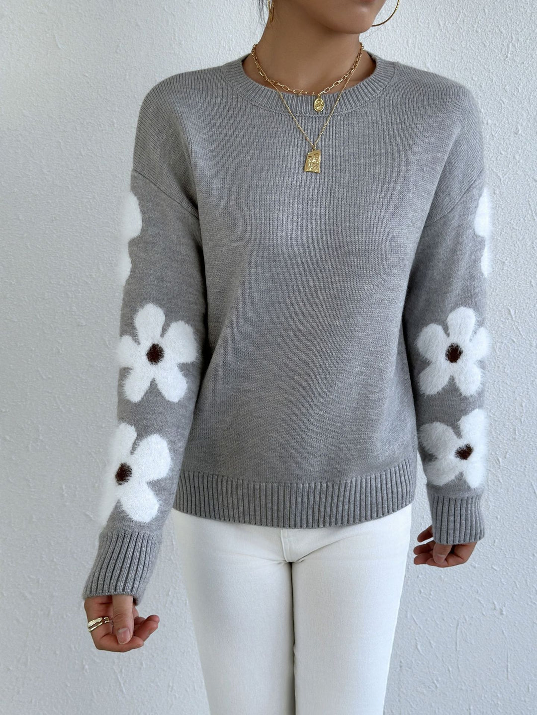 The Floral Round Neck Sweater
